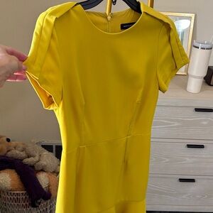 Banana Republic Bright Yellow Short-Sleeve Midi Sheath Dress